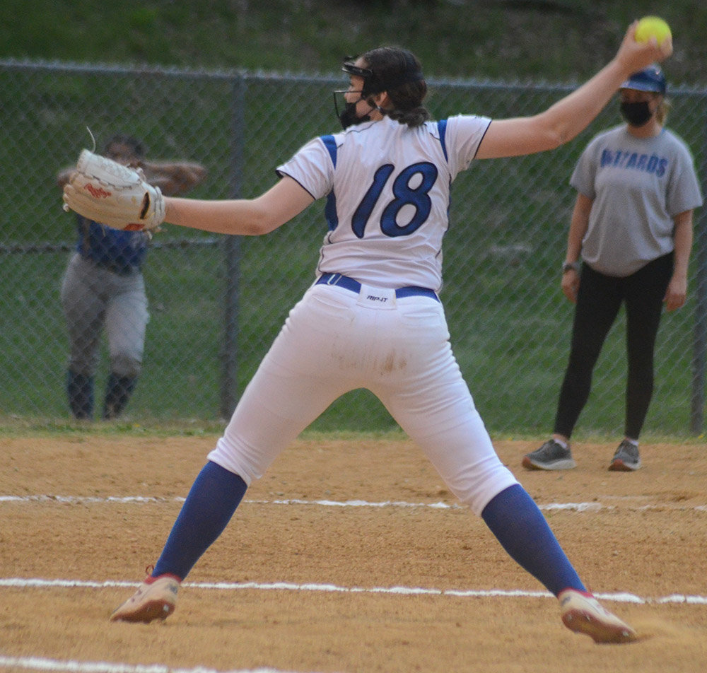 Valley Central’s Isabella Mayo pitches against Washingtonville during Wednesday’s OCIAA softball game at the Maybrook Little League complex in Maybrook.